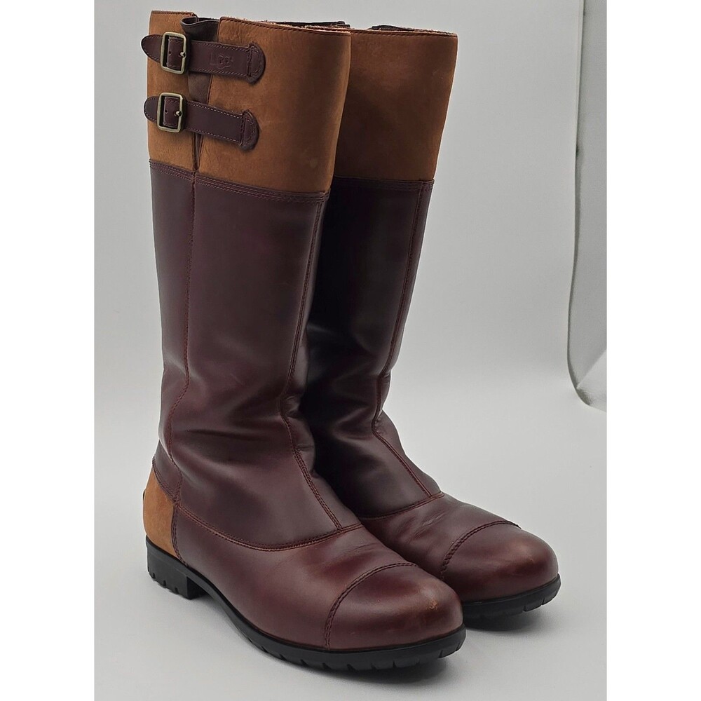 UGG Australia Barolo Riding Boots size 7.5 womens Brown Leather and Suede Detail